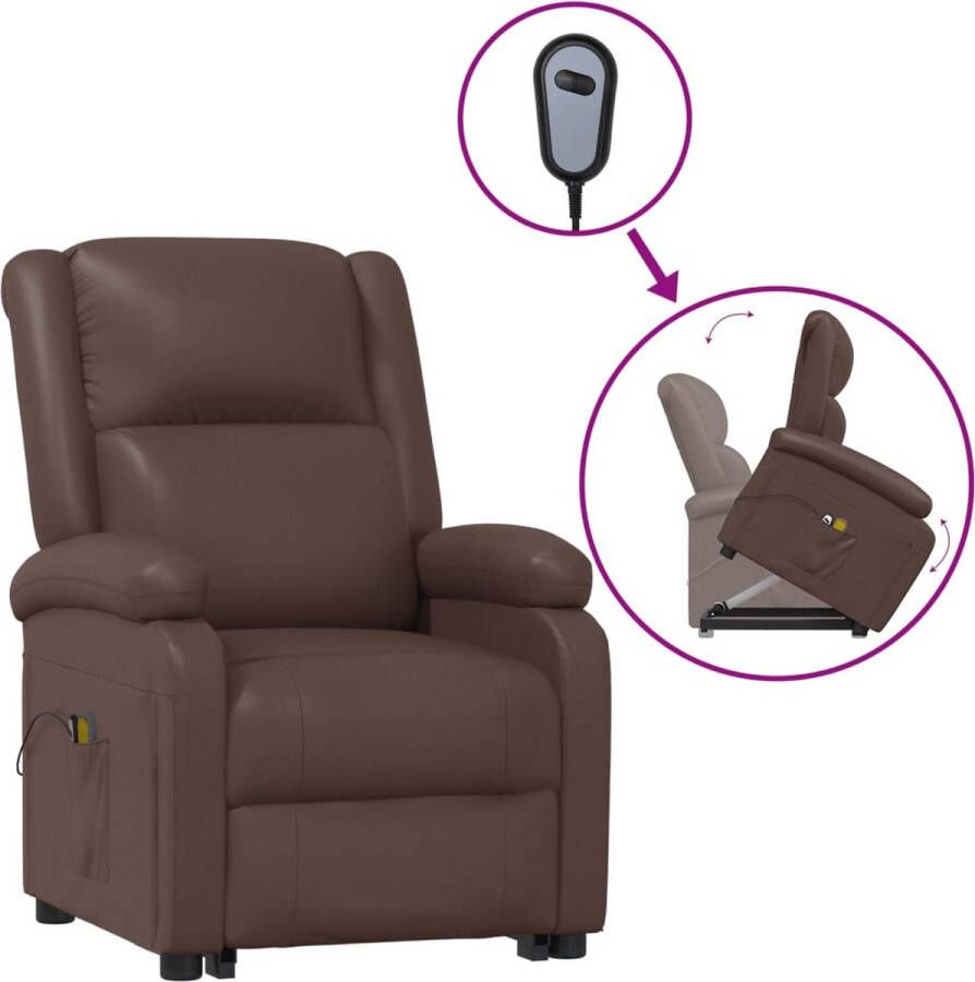 VidaXL Sta-op-massagestoel elektrisch kunstleer bruin - Foto 3