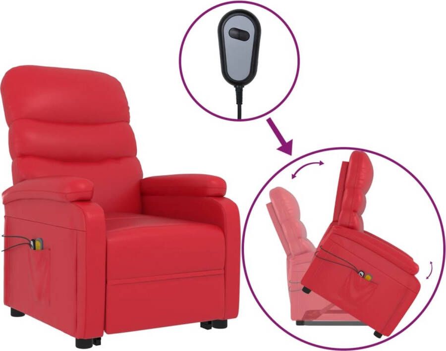 VidaXL -Sta-op-massagestoel-kunstleer-rood - Foto 2
