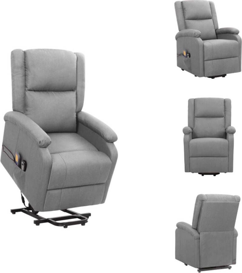 VidaXL Sta-opstoel Sta-opstoelen Staopstoel Sta Op Stoel Sta-op-massagestoel stof lichtgrijs - Foto 2