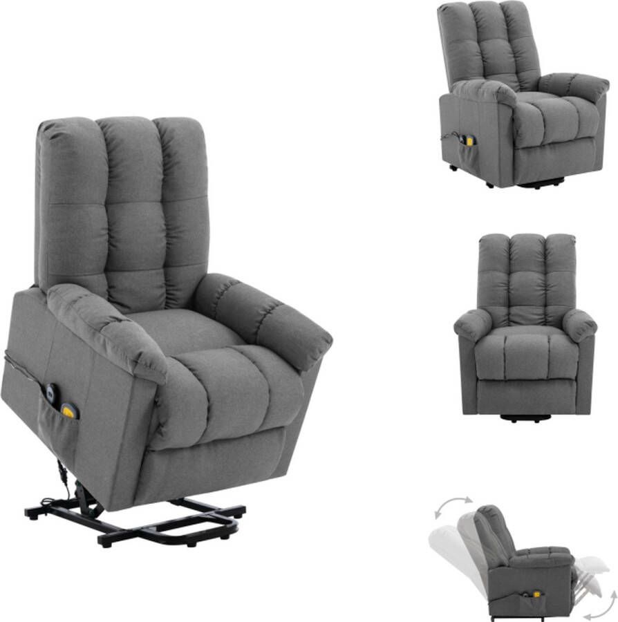 VidaXL Sta-opstoel Sta-opstoelen Staopstoel Sta Op Stoel Sta-op-massagestoel stof lichtgrijs