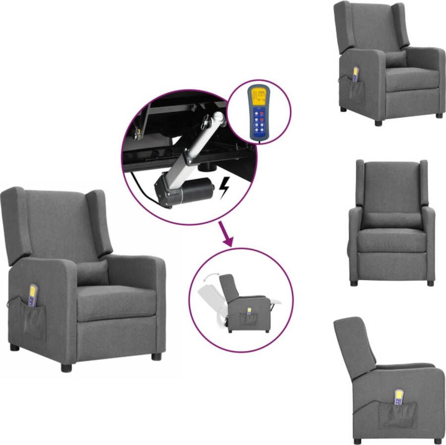 VidaXL Sta-op Massagestoel Lichtgrijs Verstelbaar Massage en Verwarming 68.5x88.5x95.5 cm Fauteuil
