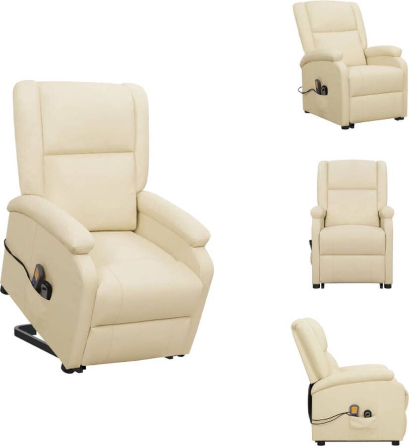 VidaXL Sta-opstoel Sta-opstoelen Staopstoel Sta Op Stoel Sta-op-massagestoel kunstleer crèmekleurig - Foto 2