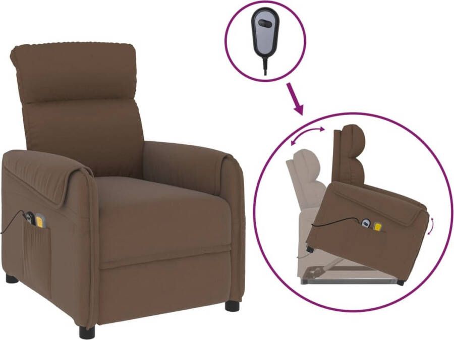 VidaXL -Sta-op-massagestoel-stof-bruin - Foto 2