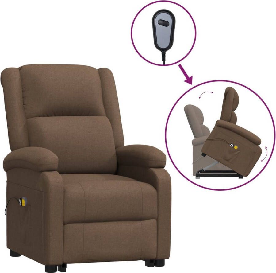 VidaXL Sta-op-massagestoel verstelbaar stof bruin - Foto 2