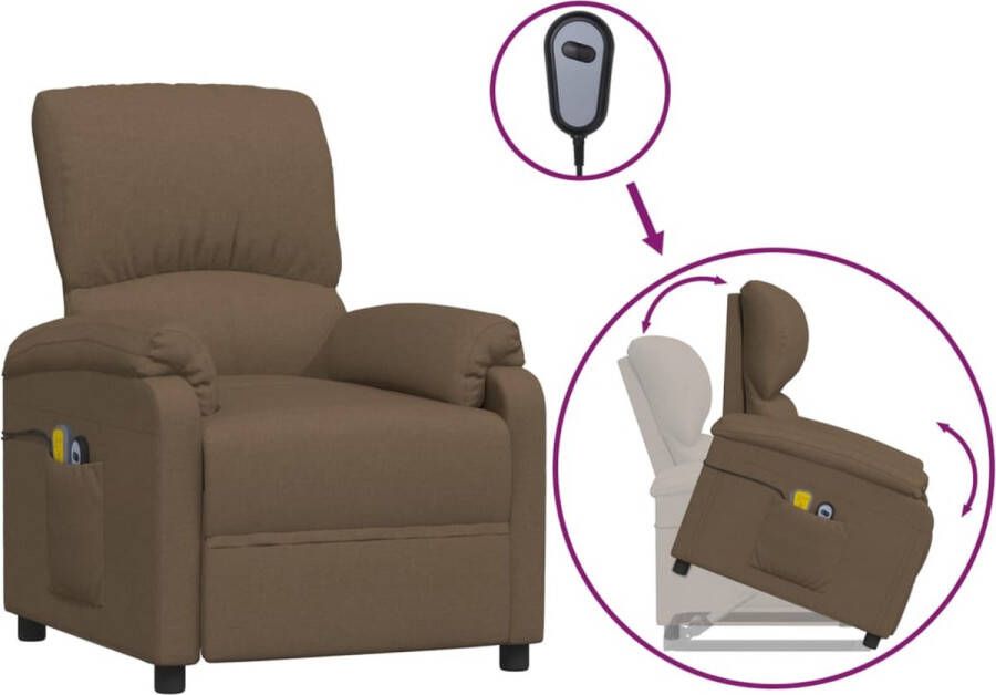 VidaXL -Sta-op-massagestoel-stof-bruin - Foto 2