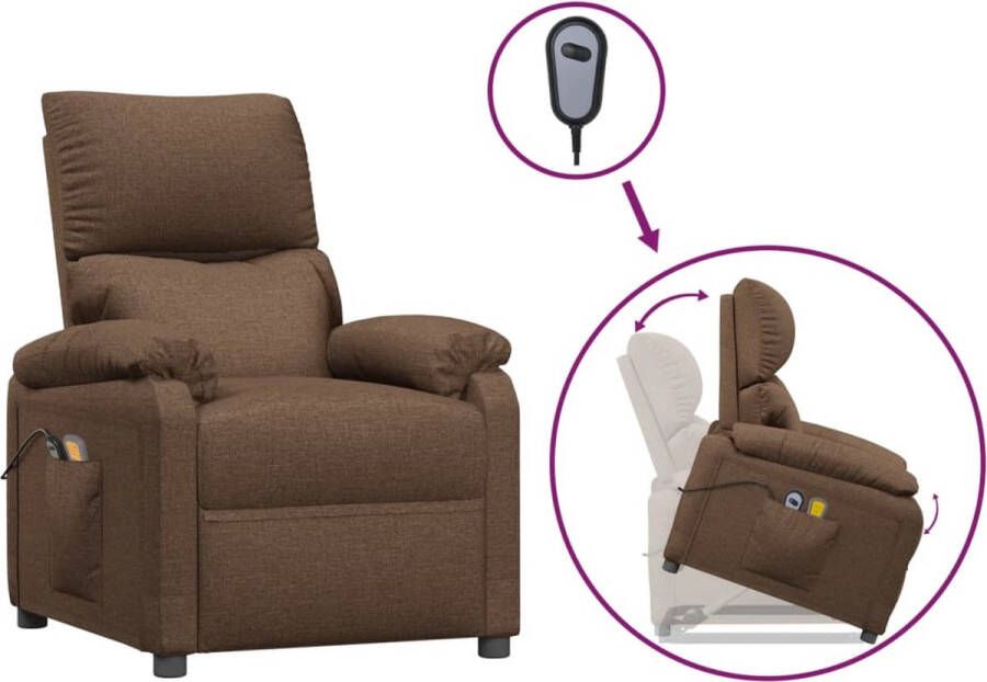 VidaXL -Sta-op-massagestoel-stof-bruin - Foto 2