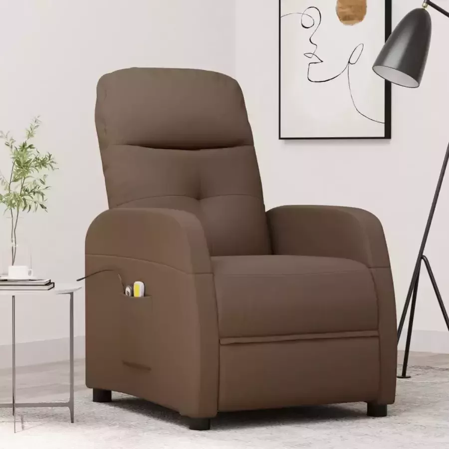 VidaXL -Sta-op-massagestoel-stof-bruin - Foto 2