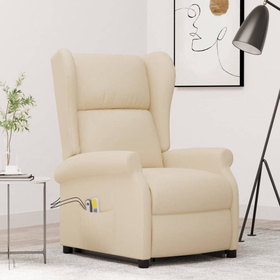 VidaXL Sta-op-massagestoel stof crÃ¨mekleurig - Foto 2
