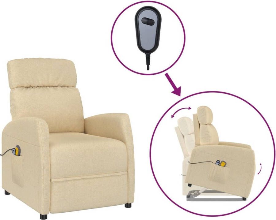 VidaXL -Sta-op-massagestoel-stof-crèmekleurig - Foto 2