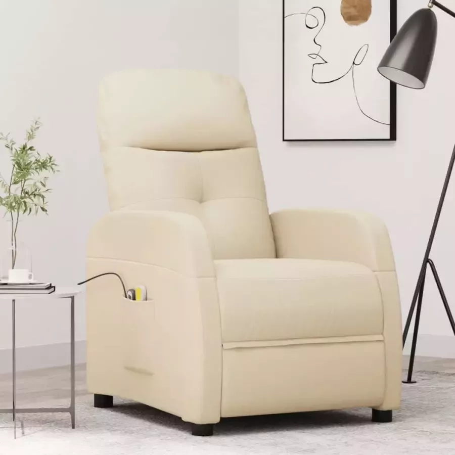 VidaXL -Sta-op-massagestoel-stof-crèmekleurig - Foto 4