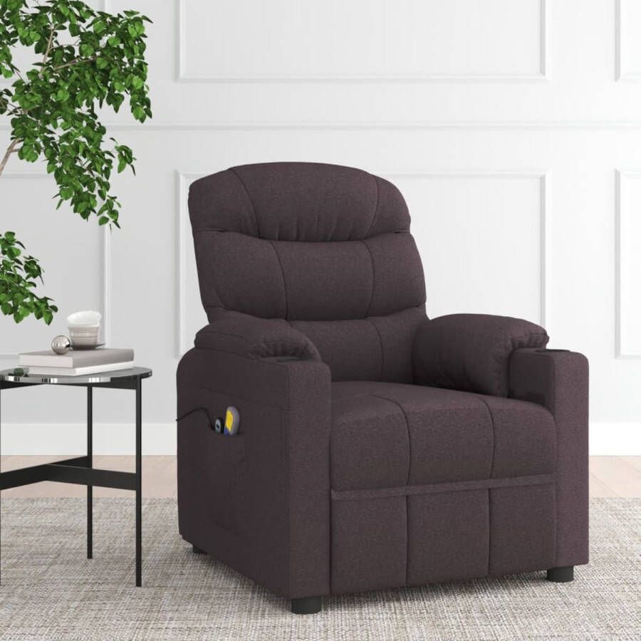 VidaXL -Sta-op-massagestoel-stof-donkerbruin - Foto 2