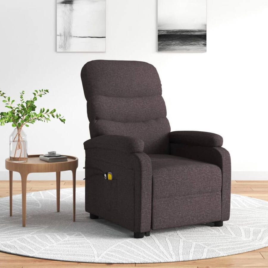 VidaXL -Sta-op-massagestoel-stof-donkerbruin - Foto 2