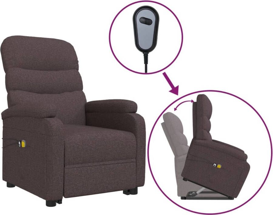 VidaXL -Sta-op-massagestoel-stof-donkerbruin - Foto 1