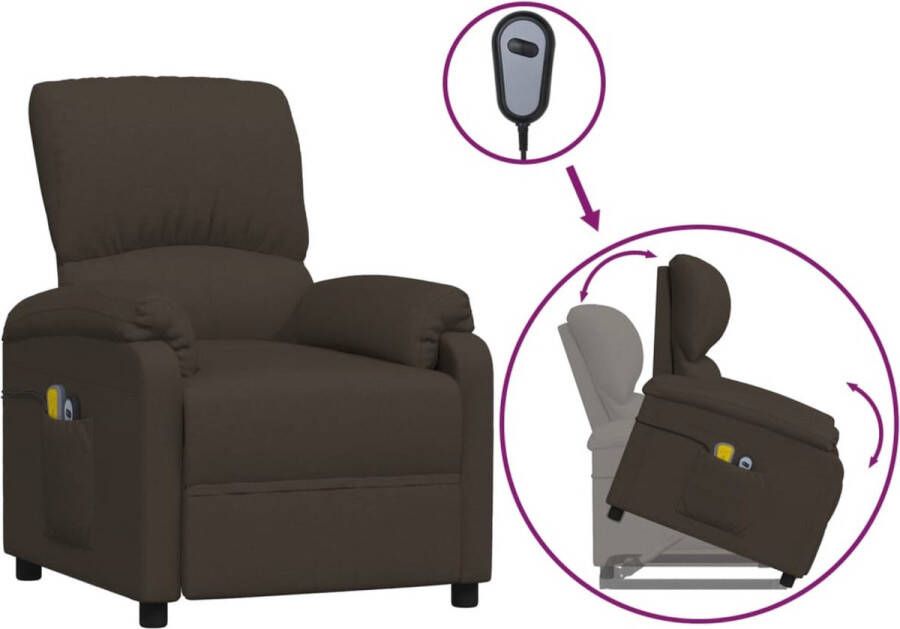 VidaXL -Sta-op-massagestoel-stof-donkerbruin - Foto 2