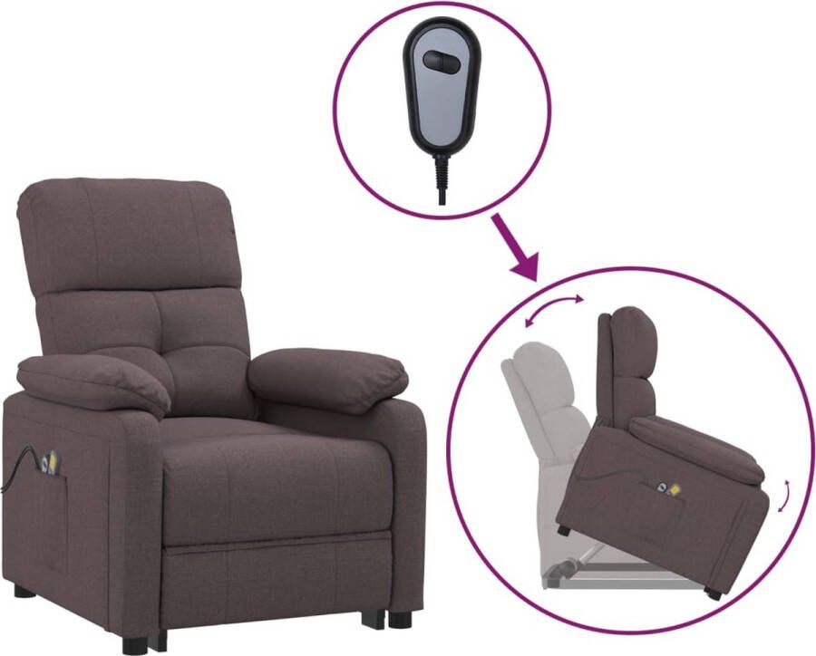 VidaXL Sta-op-massagestoel verstelbaar stof donkerbruin - Foto 5