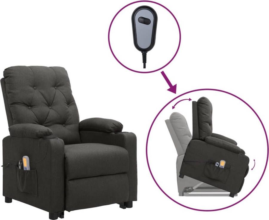 VidaXL Sta-op-massagestoel elektrisch verstelbaar stof donkergrijs