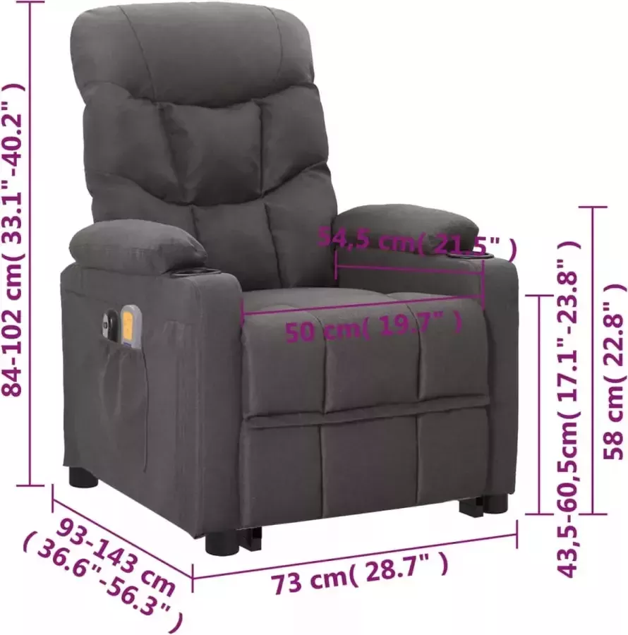 VidaXL -Sta-op-massagestoel-stof-donkergrijs - Foto 4