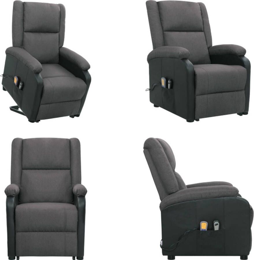 VidaXL Sta-op-massagestoel stof donkergrijs Sta-opstoel Sta-opstoelen Staopstoel Sta Op Stoel