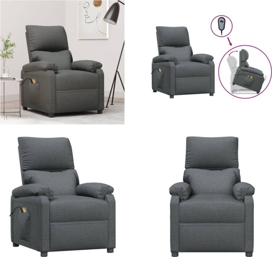 VidaXL Sta-op-massagestoel stof donkergrijs Sta-opstoel Sta-opstoelen Staopstoel Sta Op Stoel