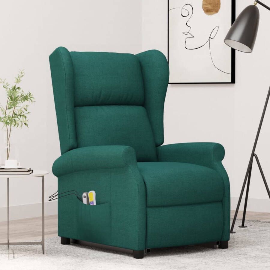 VidaXL -Sta-op-massagestoel-stof-donkergroen - Foto 2