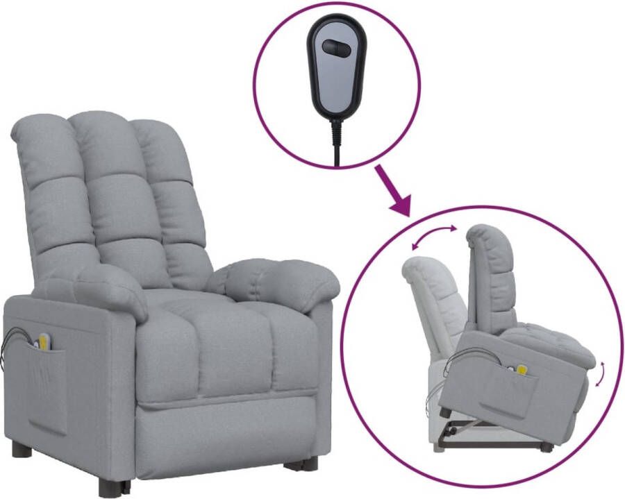 VidaXL Sta-op-massagestoel verstelbaar stof lichtgrijs - Foto 5