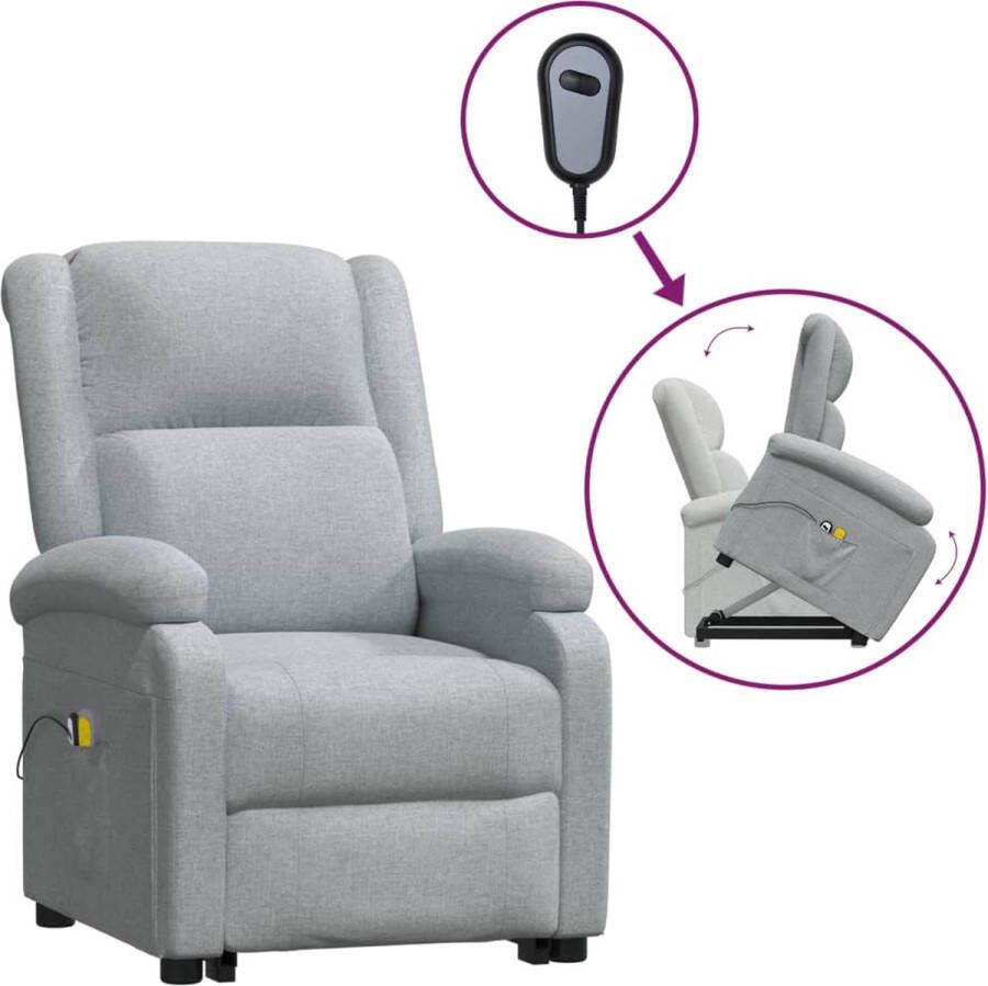VidaXL Sta-op-massagestoel verstelbaar stof lichtgrijs - Foto 2