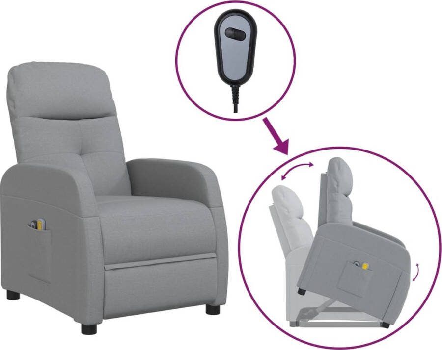 VidaXL -Sta-op-massagestoel-stof-lichtgrijs - Foto 2