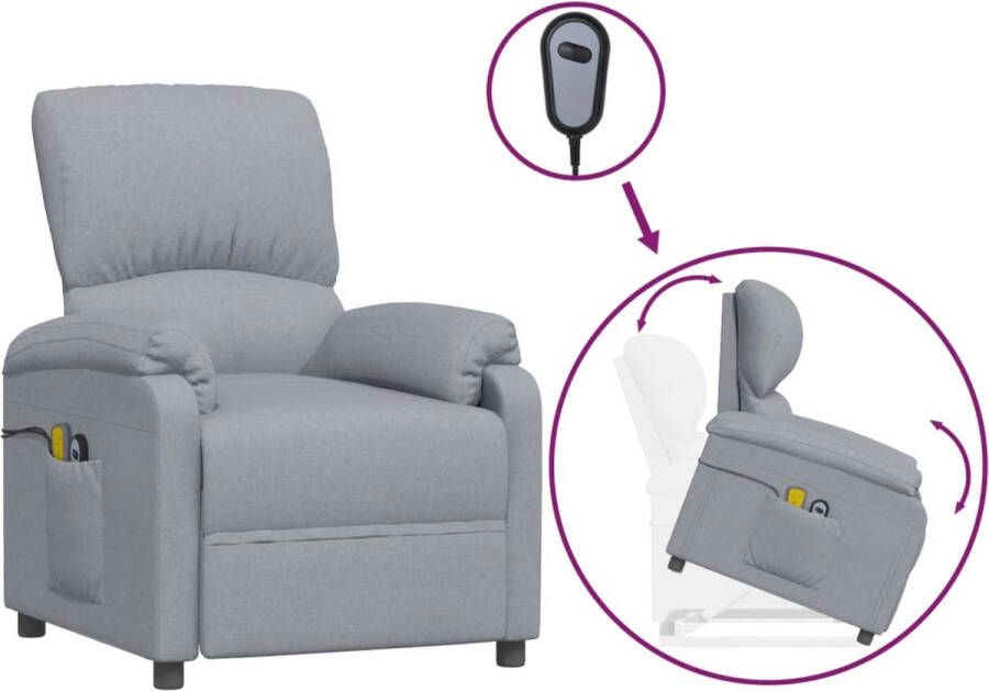 VidaXL -Sta-op-massagestoel-stof-lichtgrijs - Foto 2