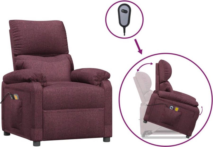 VidaXL -Sta-op-massagestoel-stof-paars - Foto 2