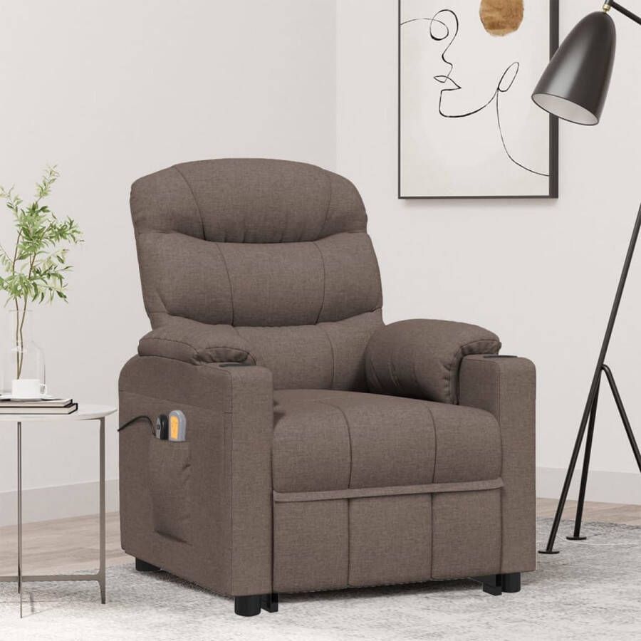 VidaXL Sta-op-massagestoel elektrisch verstelbaar stof taupe