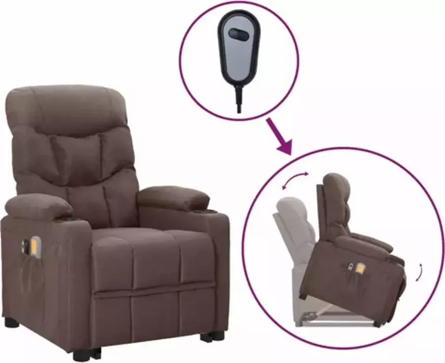 VidaXL Sta-op-massagestoel stof taupe - Foto 3
