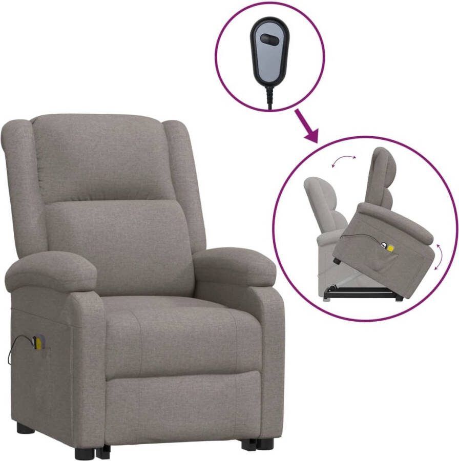 VidaXL Sta-op-massagestoel verstelbaar stof taupe - Foto 2