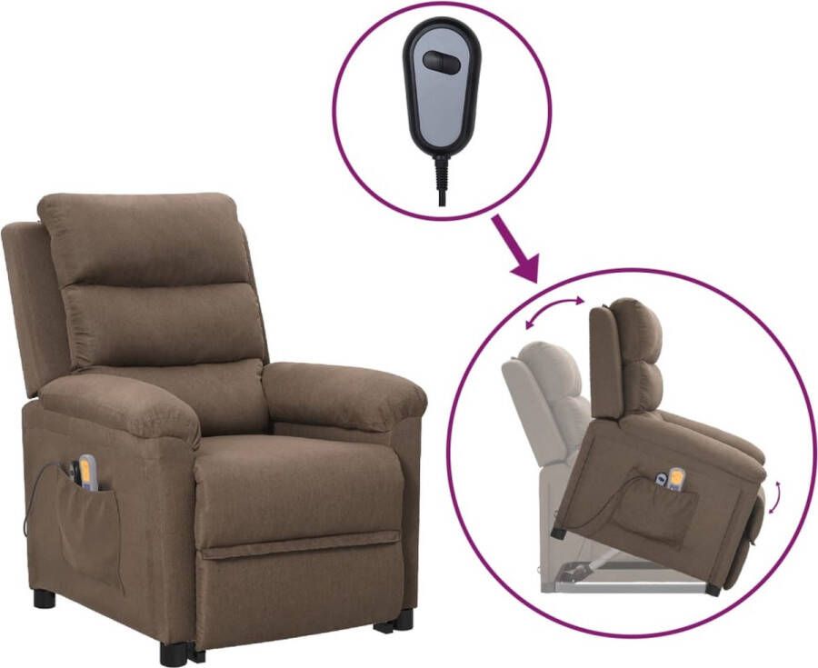 VidaXL -Sta-op-massagestoel-stof-taupe - Foto 1