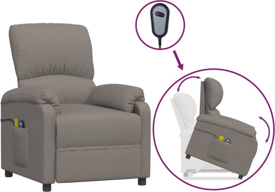 VidaXL -Sta-op-massagestoel-stof-taupe - Foto 2