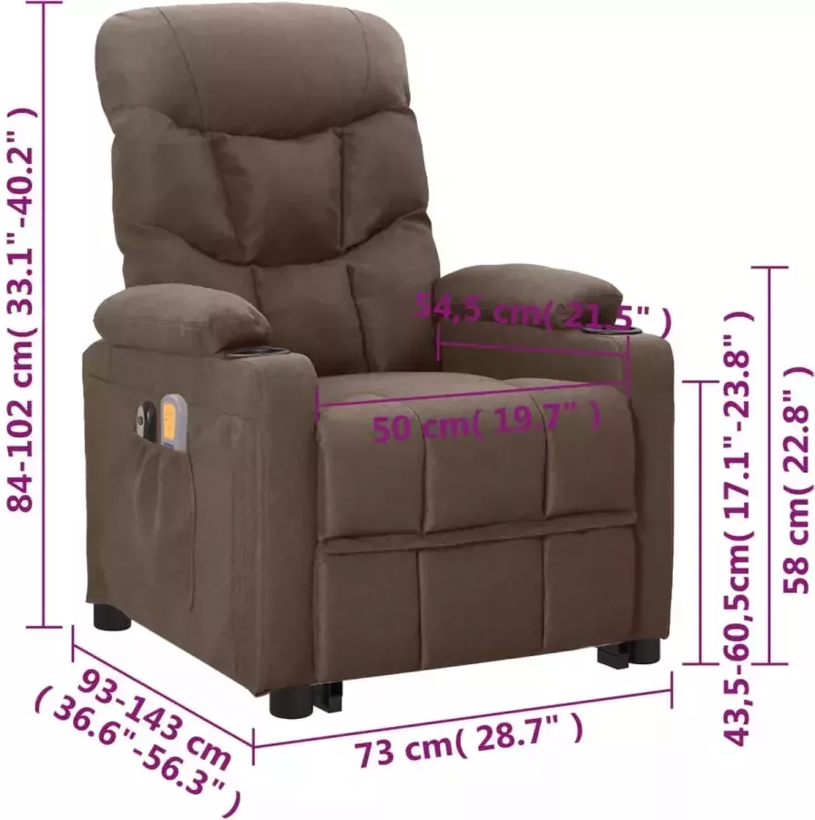 VidaXL Sta-op-massagestoel stof taupe - Foto 2