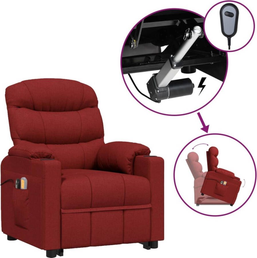 VidaXL Sta-op-massagestoel elektrisch verstelbaar stof wijnrood - Foto 2