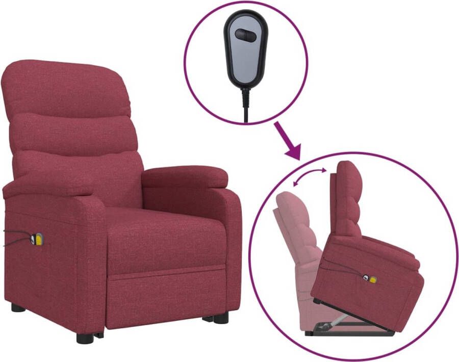 VidaXL Sta-op-massagestoel Wijnrood Verstelbaar Elektrische Sta-op-stoel Massage Fauteuil Ergonomische Stoel Sta-op Functie Verstelbare Stoel - Foto 2