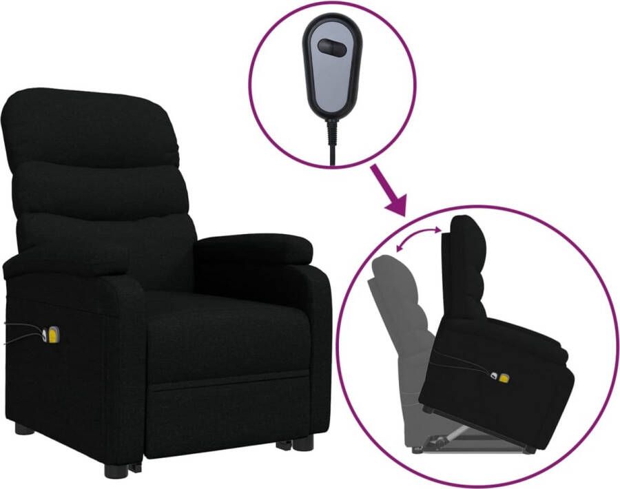 VidaXL -Sta-op-massagestoel-stof-zwart - Foto 2