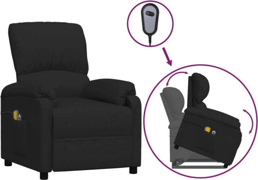 VidaXL -Sta-op-massagestoel-stof-zwart - Foto 2