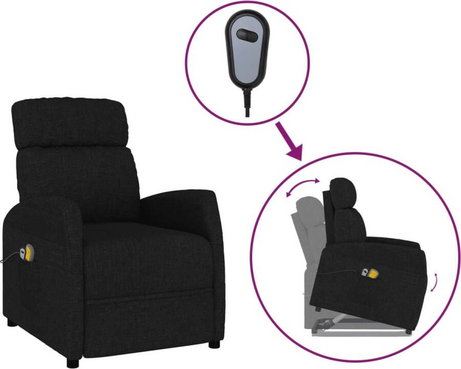 VidaXL -Sta-op-massagestoel-stof-zwart - Foto 2