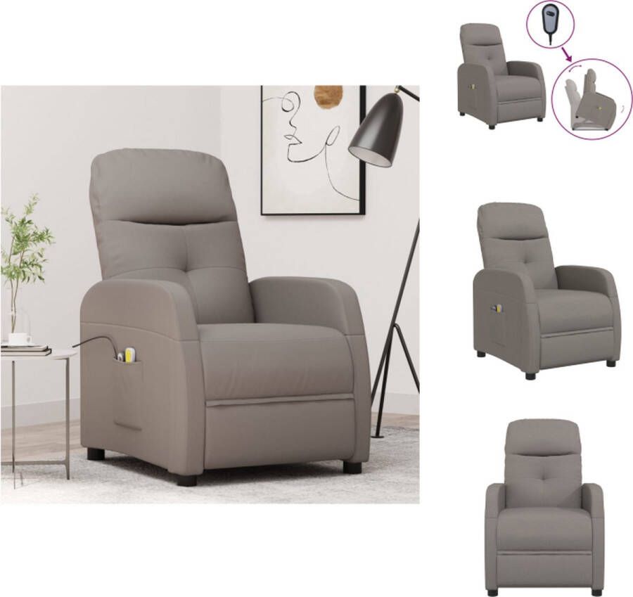 VidaXL Sta-op-massagestoel taupe 65 x 97 x 104.5 cm verstelbaar ontwerp heffunctie massagefunctie comfortabele zitting sterk en stabiel frame met zijvak en USB-aansluiting 6 massagepunten Fauteuil