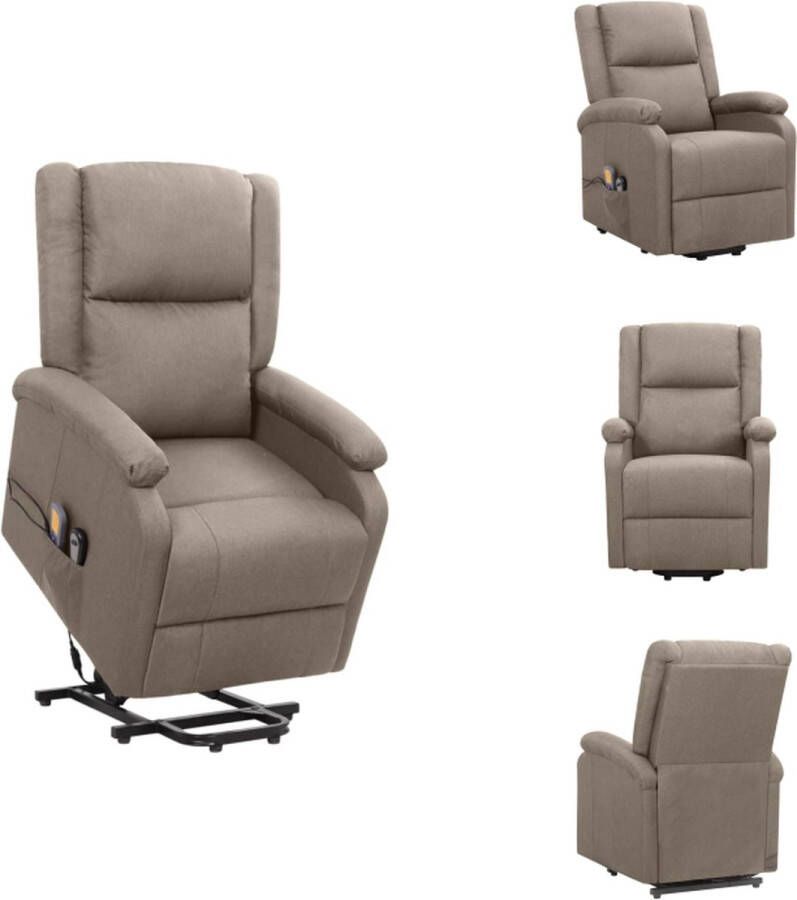 VidaXL Sta-op-Massagestoel Taupe 70 x 89 x 103.5 cm Met verstelbare rugleuning en voetensteun Fauteuil