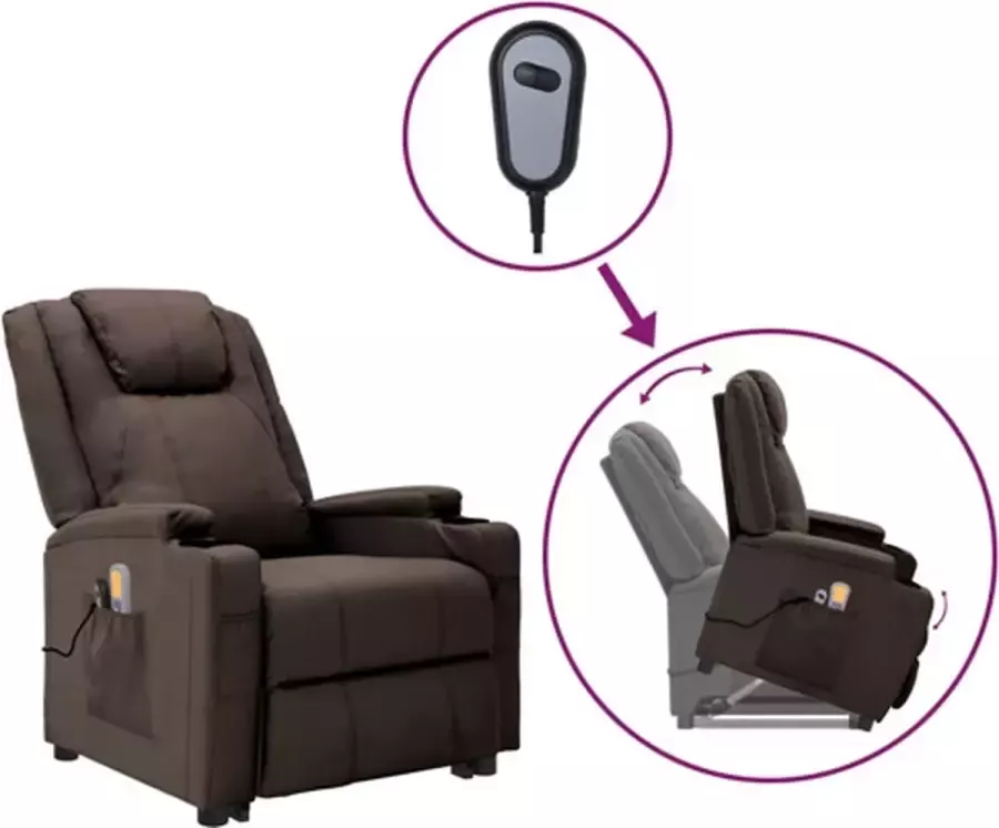 VidaXL Sta-op-massagestoel verstelbaar kunstleer bruin - Foto 5