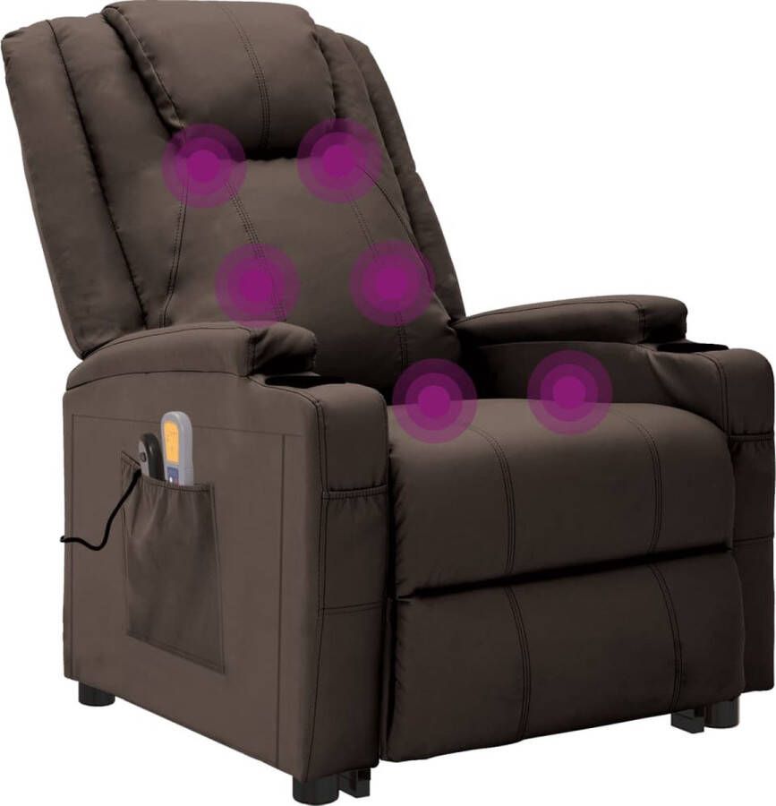 VidaXL Sta-op-massagestoel verstelbaar kunstleer bruin - Foto 2