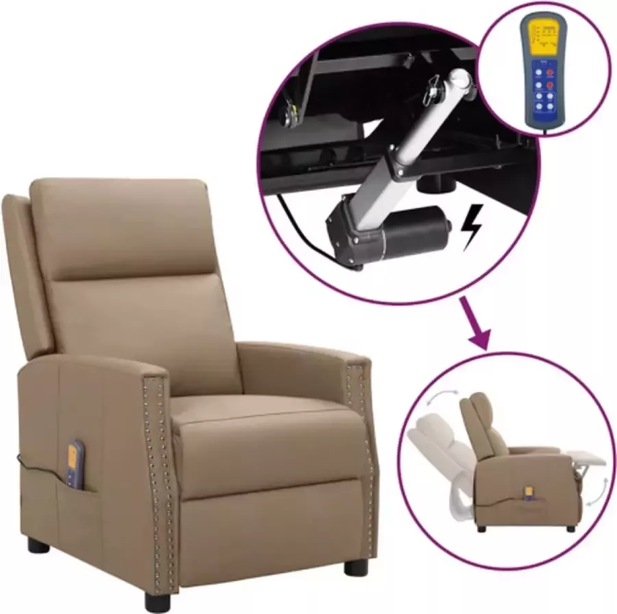 Vida XL vidaXL Sta-op-massagestoel verstelbaar kunstleer cappuccinokleurig-VXL-3205163 - Foto 5