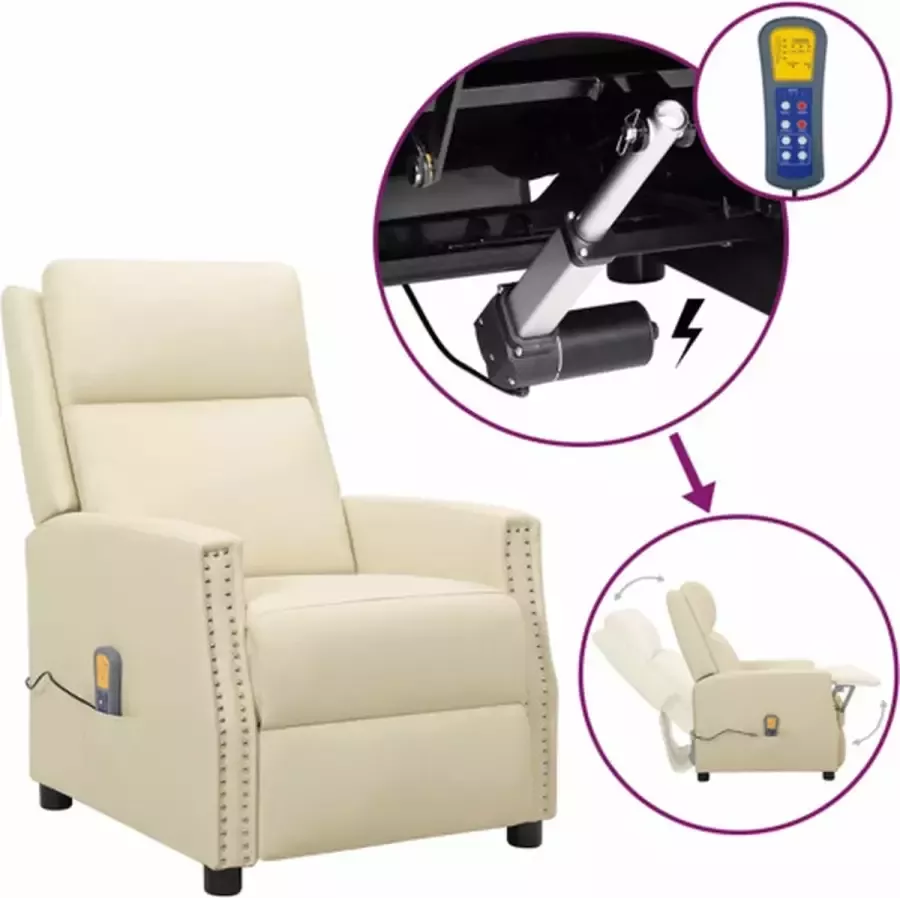 VidaXL Sta-op-massagestoel verstelbaar kunstleer crèmekleurig - Foto 4