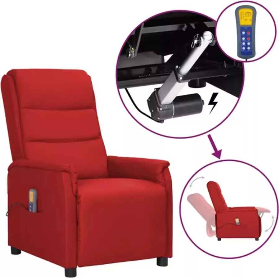 VidaXL Sta-op-massagestoel verstelbaar kunstleer wijnrood