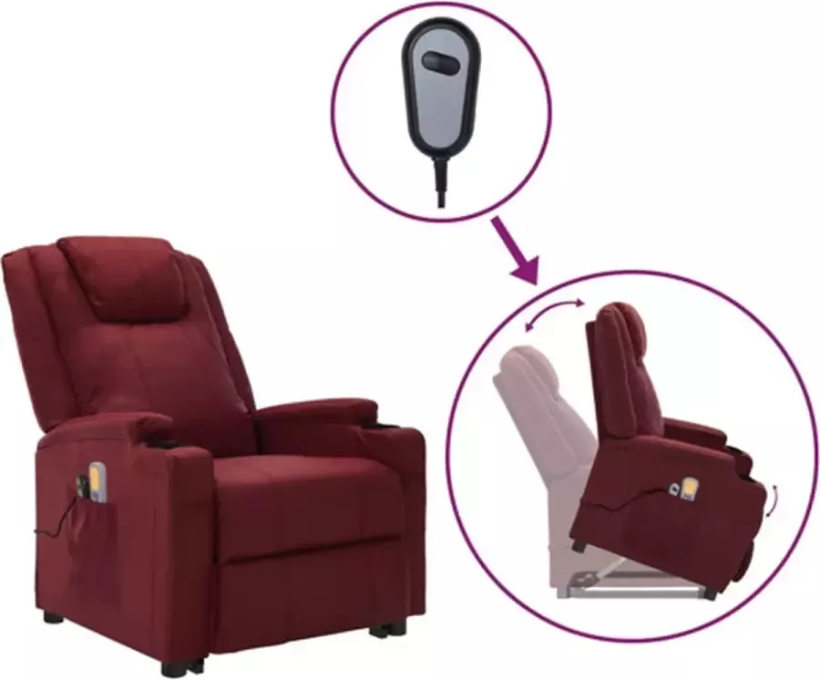 VidaXL Sta-op-massagestoel verstelbaar kunstleer wijnrood - Foto 4