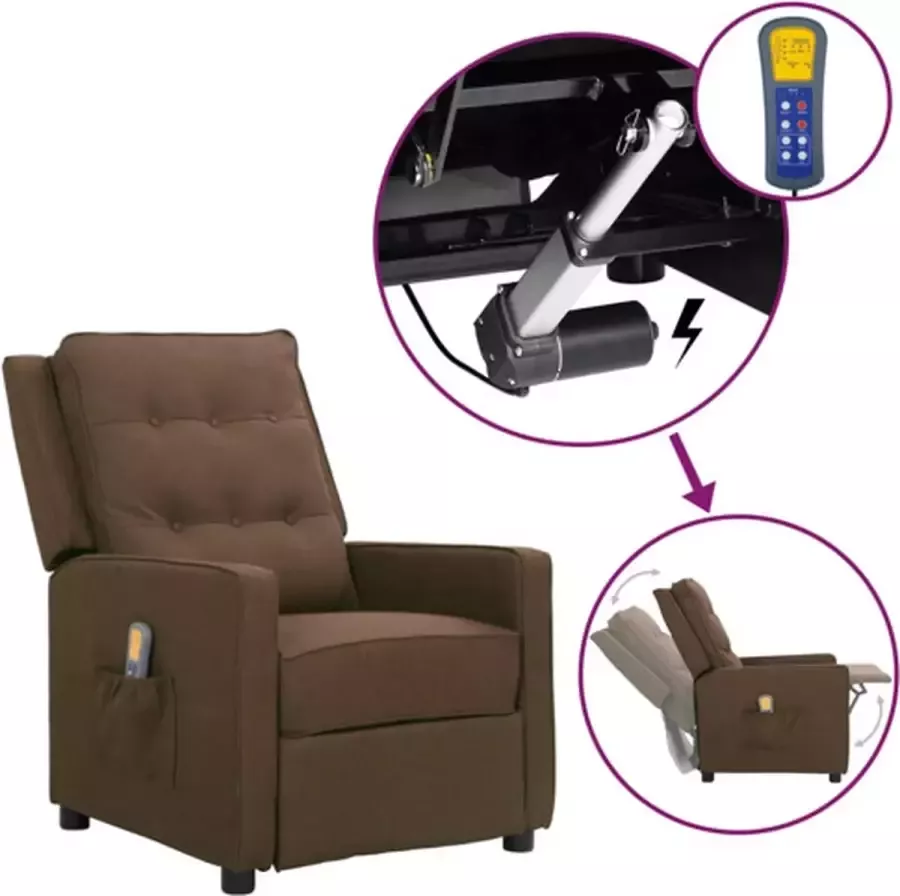 VidaXL Sta-op-massagestoel verstelbaar stof bruin