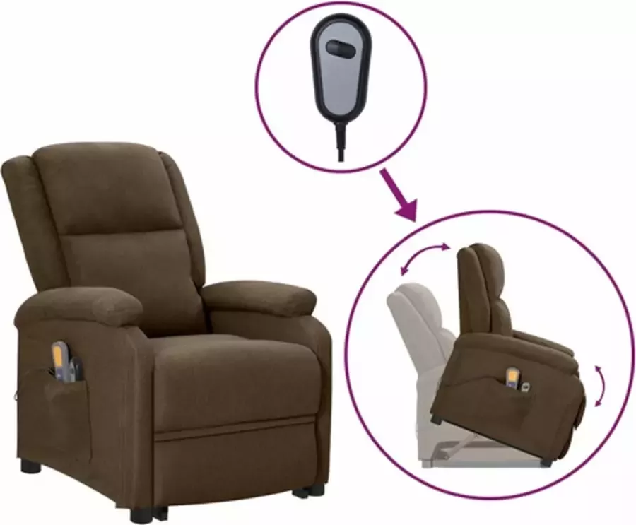 VidaXL Sta-op-massagestoel verstelbaar stof bruin - Foto 5